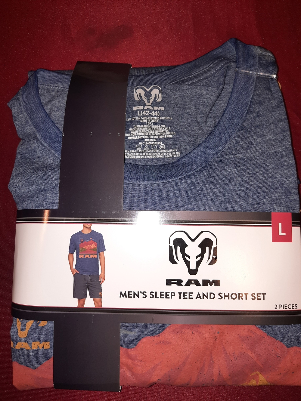 RAM Men's Blue Sleep Tee and Short Set
